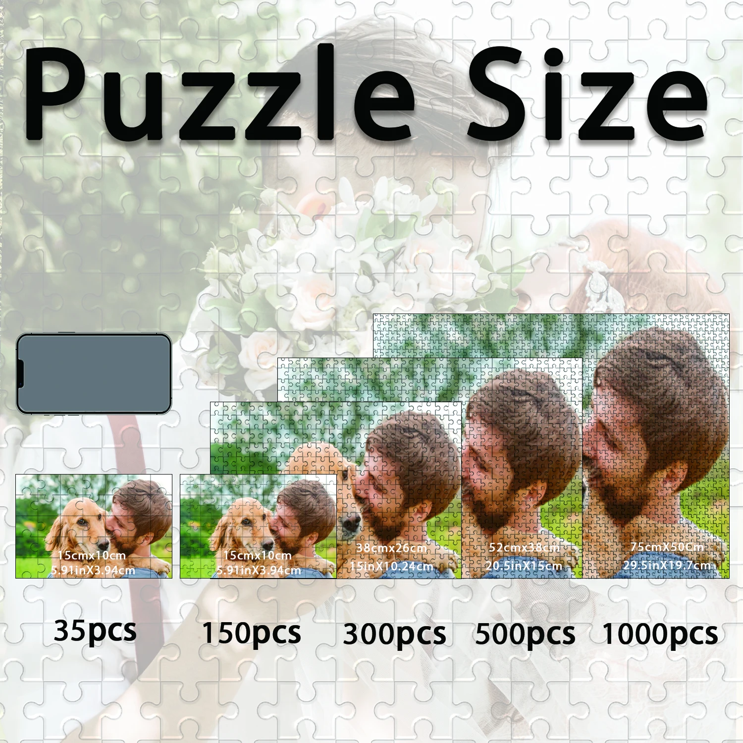 35/150/300/500/1000 قطعة الكلب مع الرجال صور مخصصة شخصية الضغط الألغاز بازل قطع فسيفساء الألغاز المخصصة في الصورة