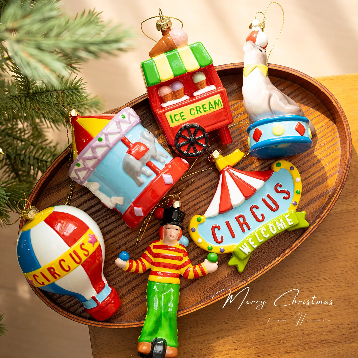 

New Christmas Decorations Creative Circus Series Oil Faced Alien Pendant Christmas Tree Decoration Pendant Seals Clowns Carousel