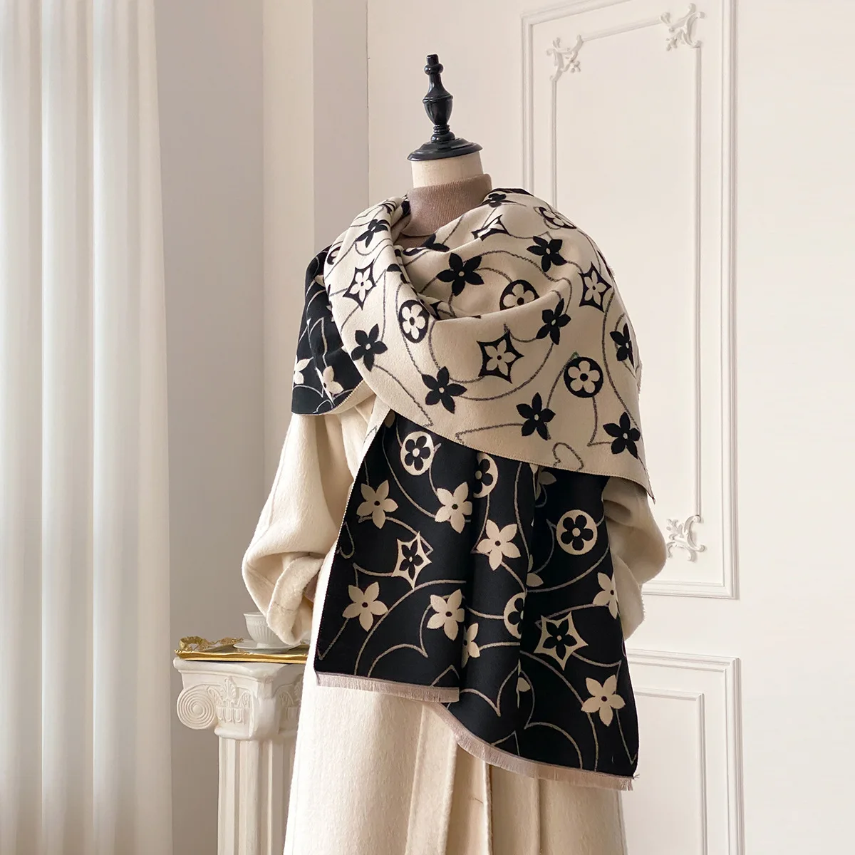 

Новые элегантные акриловые кашемировые шарфы из пашмины, зимние толстые теплые двусторонние шаль, ветрозащитное одеяло, шарф Bufandas Invierno Mujer