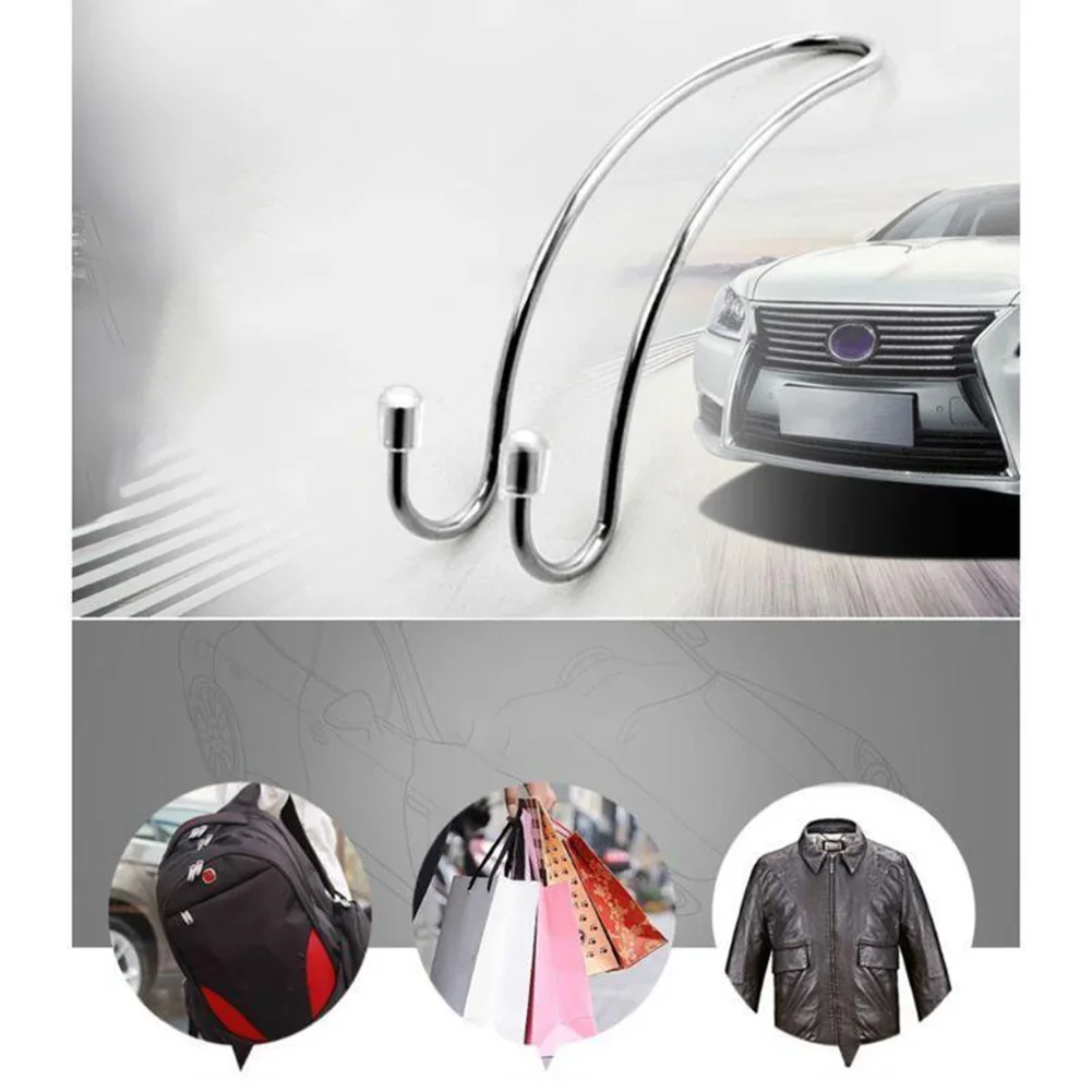 Car Headrest Hooks Hanger Multifunctional Stainless Steel Auto Car Headrest Hanger Bag Hook Holder For Bag Coat Car Accessories