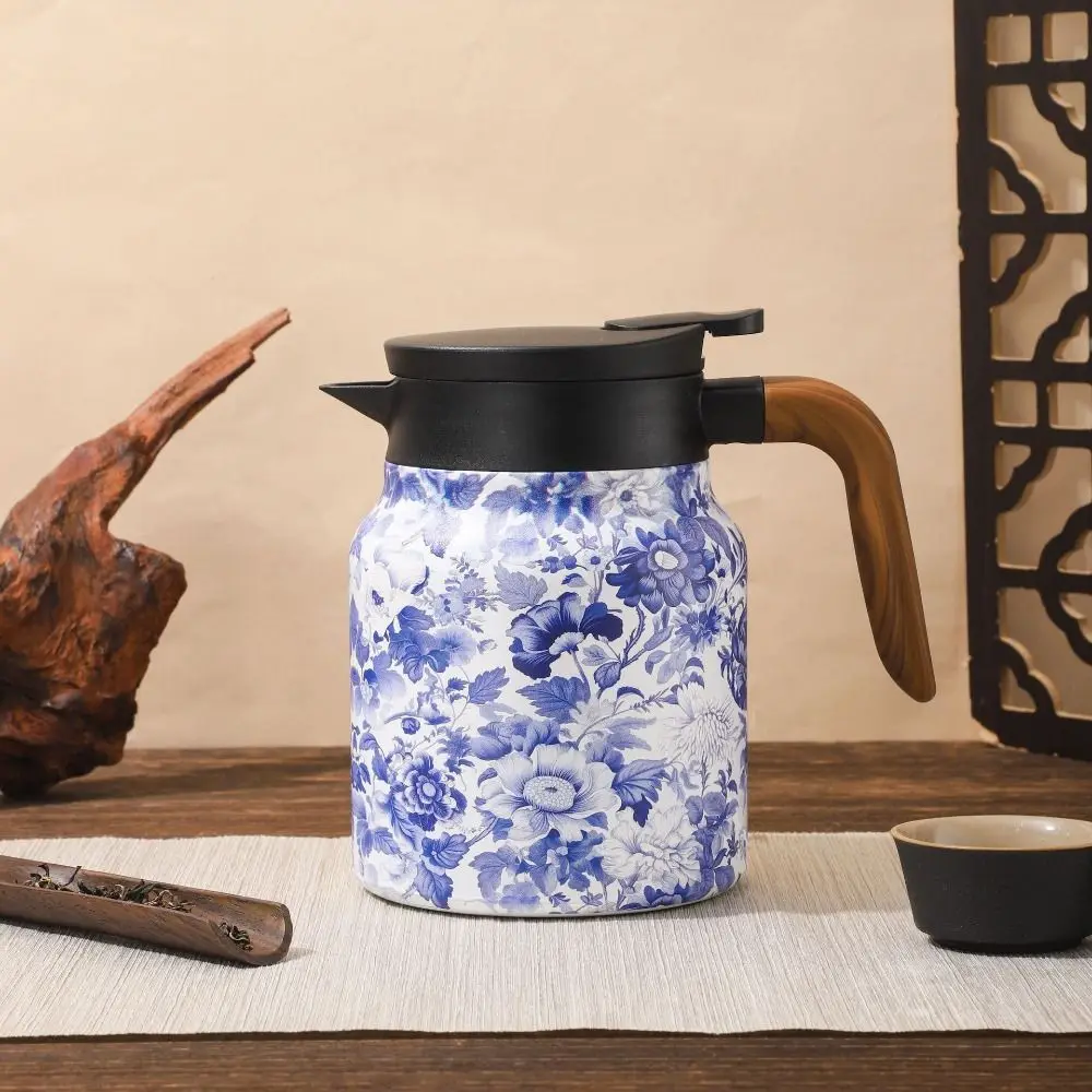 Stainless Steel Vintage Floral Tea Thermos Built-In Filter Drip-Proof Tea Kettle Chinese Style V-Shaped Spout Mini Hot Tea Pot view 5
