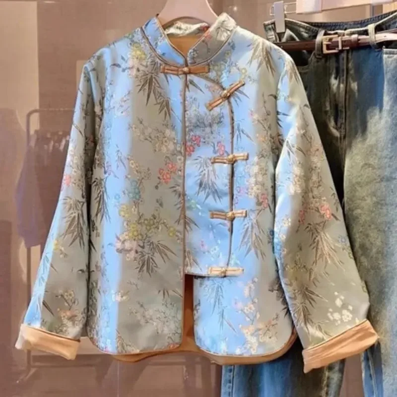 Extra Large Size Men's Jaet New Chinese Sle National Trend Button up Stand Collar Autumn Spring New Sle INS Faion Top