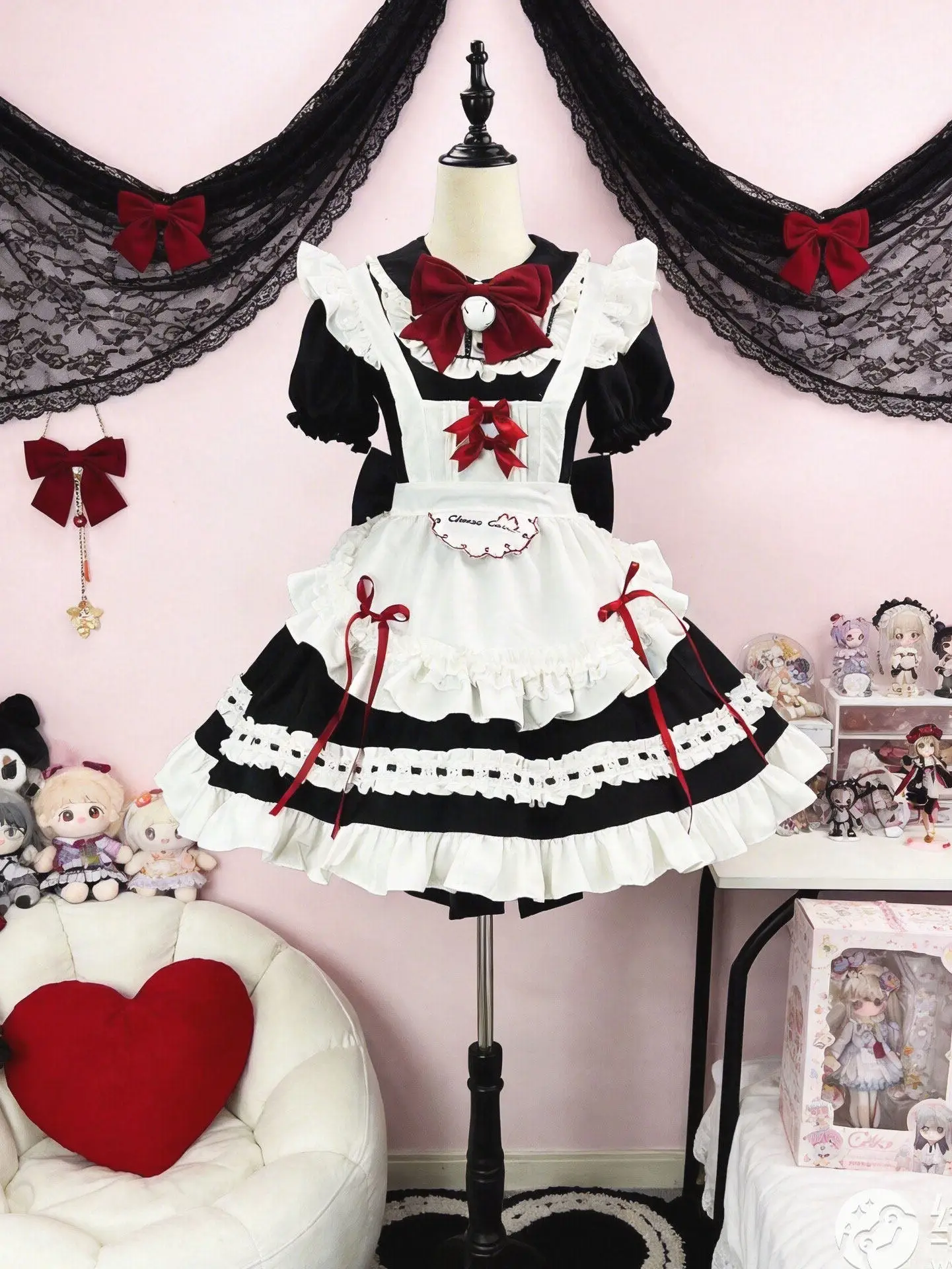 

Japanese Maid Lolita Dress Women Ruffle Hem Puffy Apron Dress For Curvy Girls Daily 2d Anime Outfit