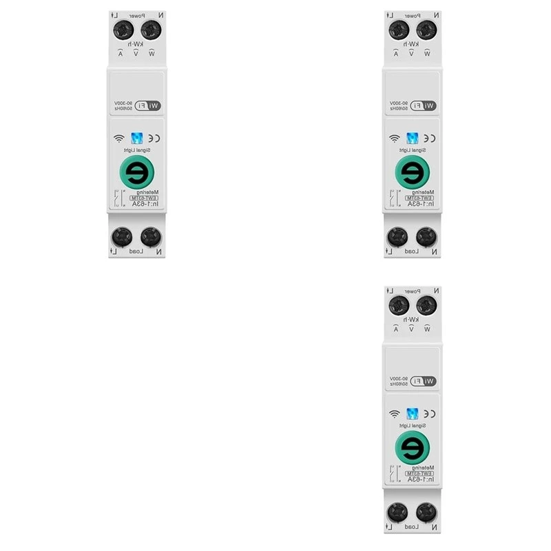 T19C 3X Ewelink 1P+N 63A 110V 220V WIFI Smart Switch Energy Meter Kwh Metering Circuit Breaker Timer Relay