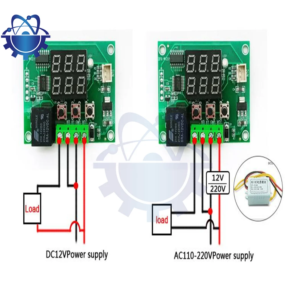 Thermostat numérique W1209 DC 12V, lumière bleue/rouge, LED, interrupteur de contrôle de température, contrôleur de température, Therye.com Tech