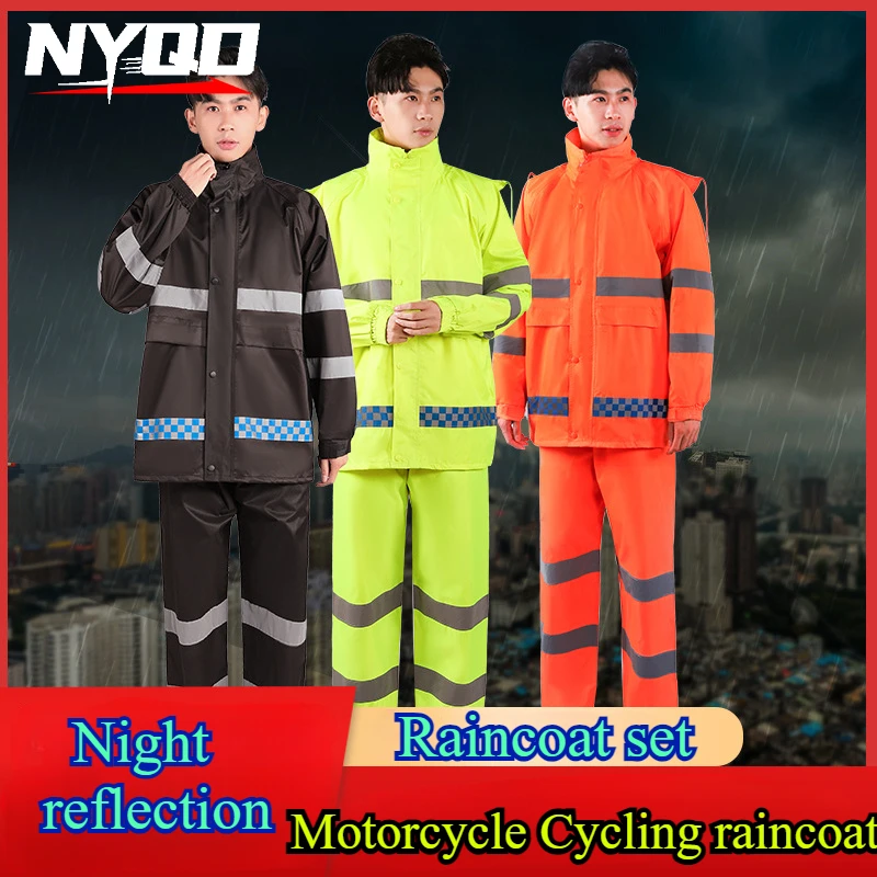 

Raincoat and Rainpants Suit Full Body Rainstorm Prevention Electric Bicycle Motorcycle Takeaway Riding Reflective Split Raincoat