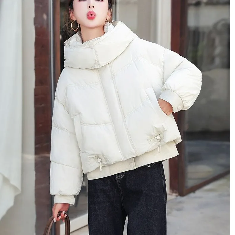 Cappotto da donna in cotone Faion Winter 2025 ort Thi caldo con cappuccio in denim patchwork coreano Sle Bread Coat Marchio Tagkita