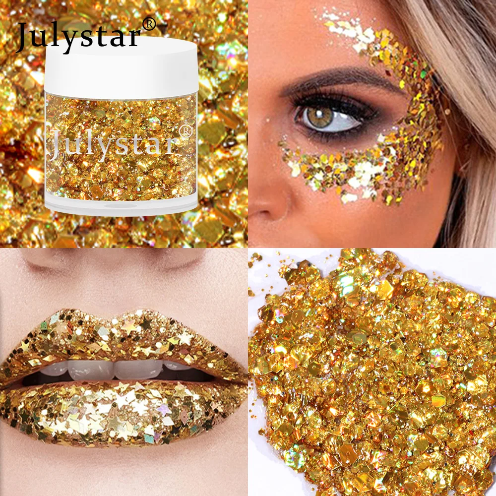 Julystar 10 Color Eye Shadow Glitter Cosmetics Sparkling Sequins Broken Diamond Eye Shadow Liquid Eye Shadow Makeup For Female