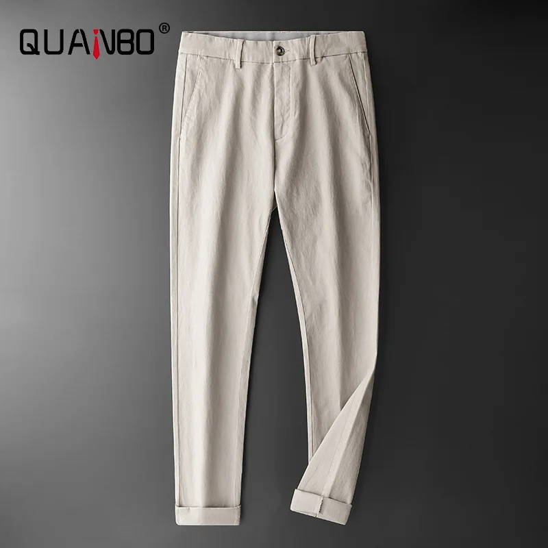 

Brand Men Pants 2022 Autumn Winter New Cotton Thick Soft Comfortable Solid Color Loose Straight Business Trousers