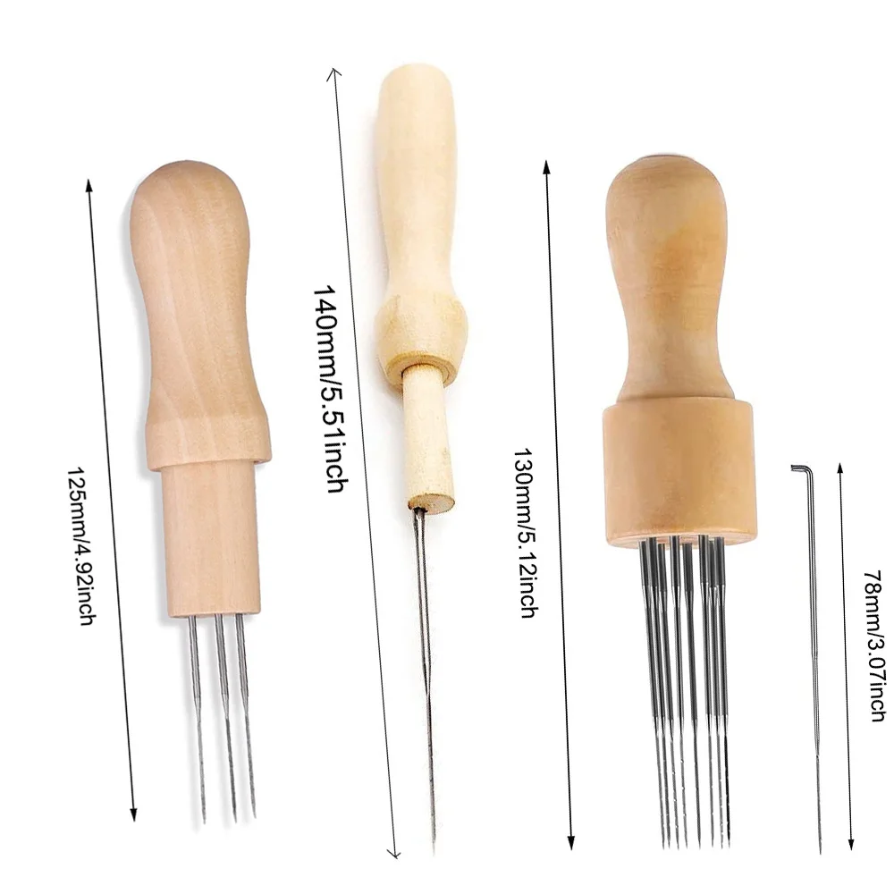 Needle Felting Kit With Wood Handle Needle Felting Tool 3 Sizes 18 Pcs Felting Needles Finger Protector For DIY Sewing