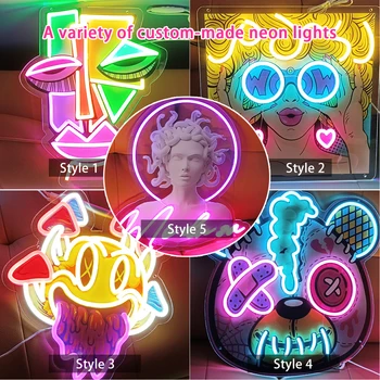 Sinal de néon personalizado logotipo grande negócio led lâmpada de luz néon sinal personalizar bar estúdio decoração da parede festa padrão impressão uv