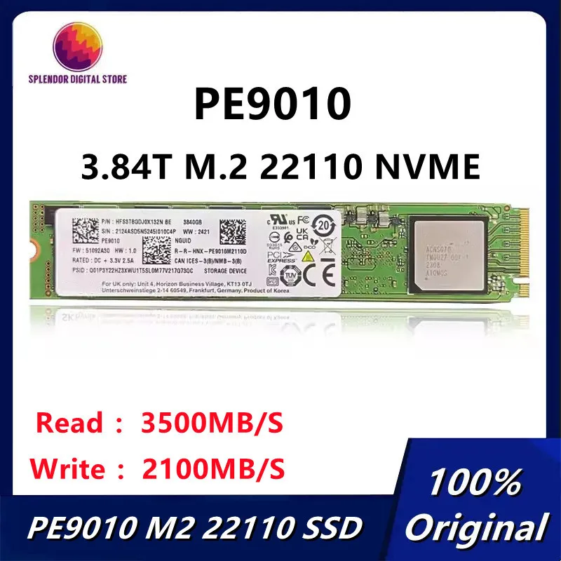 Original PE9010 3.84T M2 22110 PCIE NVME Enterprise SSD SSD Solid State Drives Server For Desktop