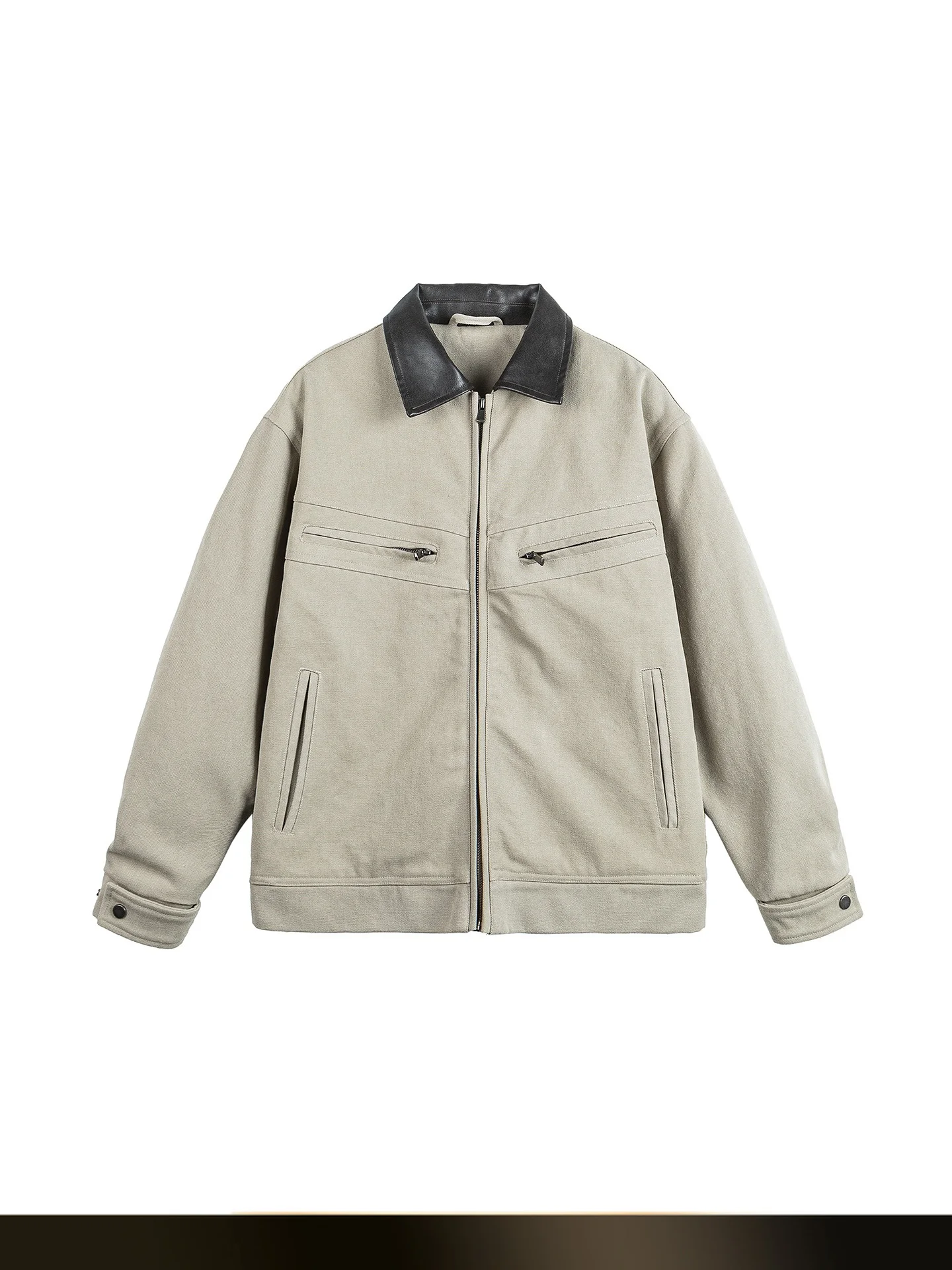 

American Retro Waed Barn Color Blo Leather Collar Jaet Autumn High Street Couple Detroit Workwear Coat Youth Faion