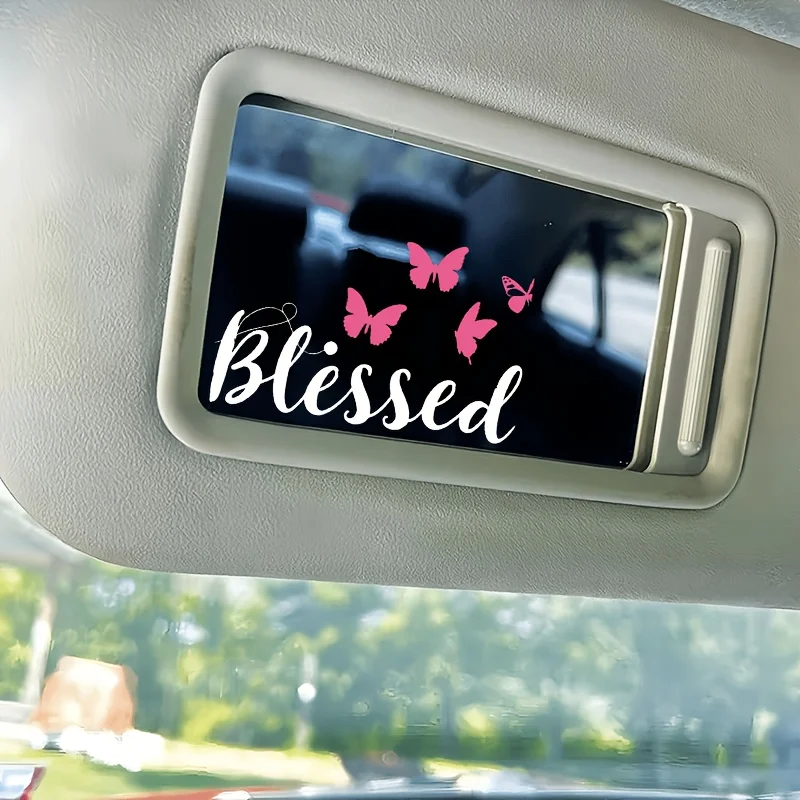 Elegant Butterfly Blessing Sticker 3PCS Floral Quote Vinyl Decal Waterproof Car Mirror Motorcycle Laptop Bottle Decor