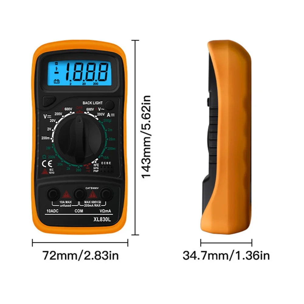 Multimeter genggam Digital LCD lampu latar portabel, Voltmeter AC/DC Ammeter Ohm voltase Meter Multimetro