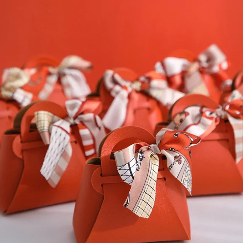 20PCS Leder Geschenk Taschen Bogen Band Verpackung Tasche Hochzeit Gunsten Verteiler Taschen Weihnachten Süßigkeiten Verpackung Box Mini Handtasche – Detail 10