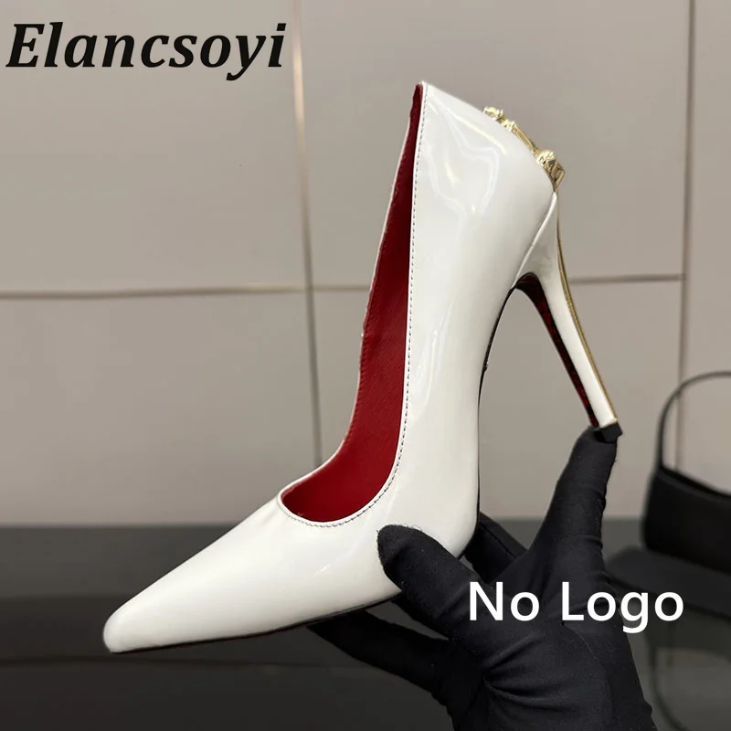 Pumps Spring new  women's pointed thin high heels luxury gold sword heel red insole high heels 10cm super high heels queen shoes
