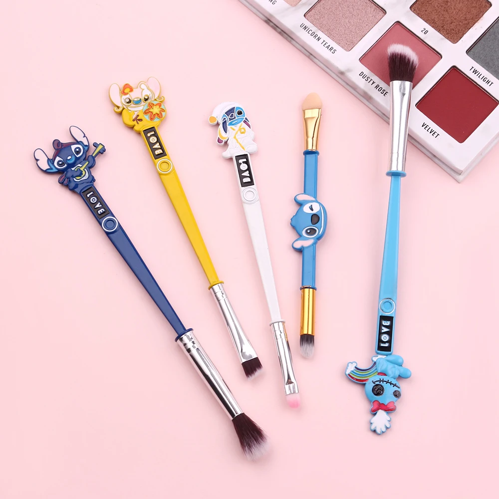 5Pcs/Set Disney Anime Lilo & Stitch Makeup Brush Women Eye Shadow Brush Portable Soft Concealer Brush for Cosplay Accessory