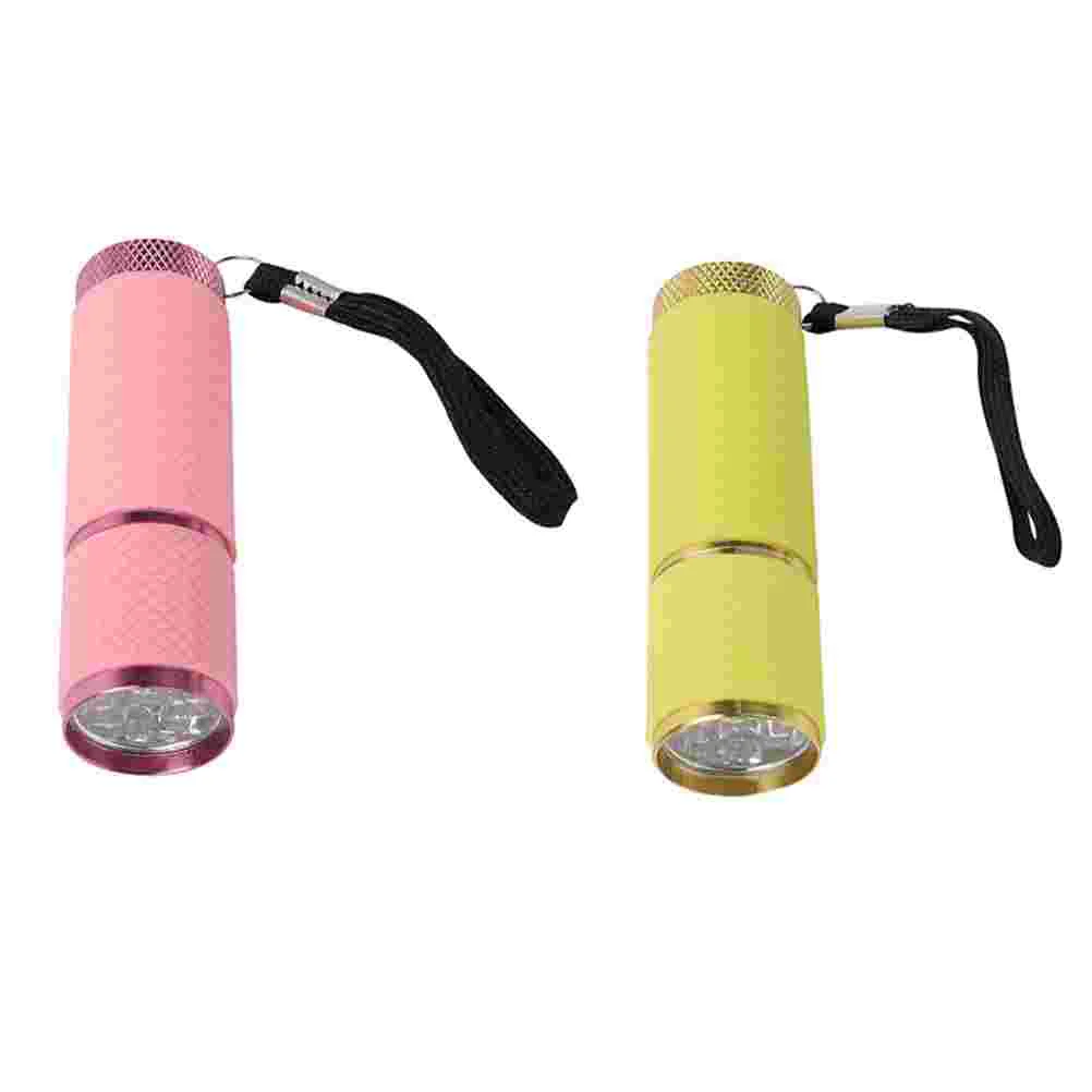 

2 Pcs Nail Flashlight Aluminum LED Facial Mask Detection Lamp Test for Manicure Fluorescer Identification