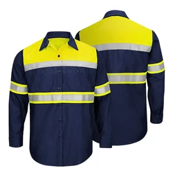 High Visibility Reflective Safety Shirt Quick Drying Long Sleeve Workwear Outdoor Construction Protective Work Clothes Hi Vis