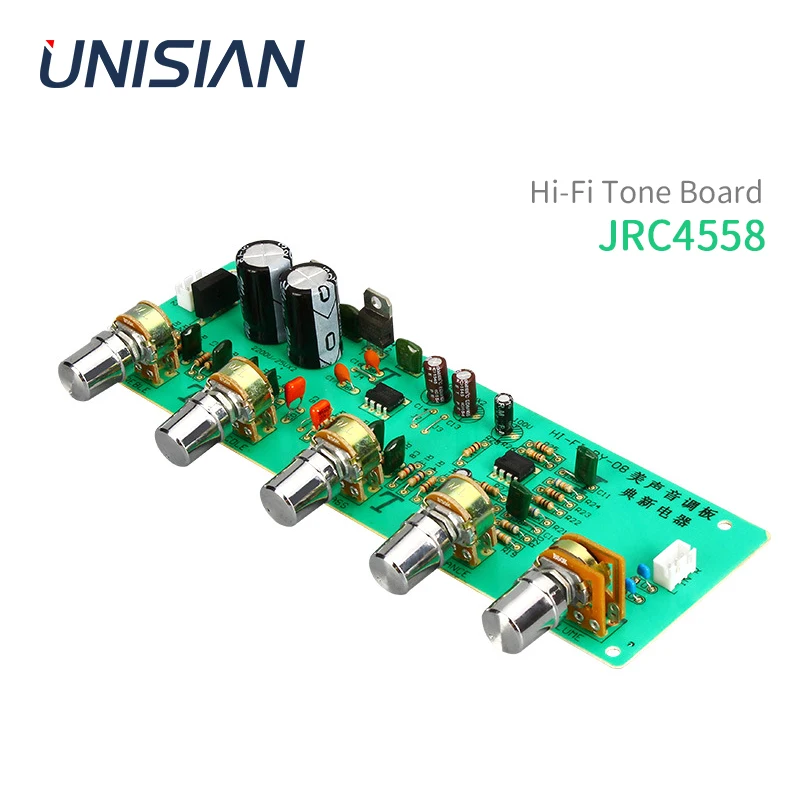 

UNISIAN JRC4558 HiFi Tone Board 4558 OP-AMP Audio Amplifier Board Bass Mediant Treble Sound Control For Amplifier