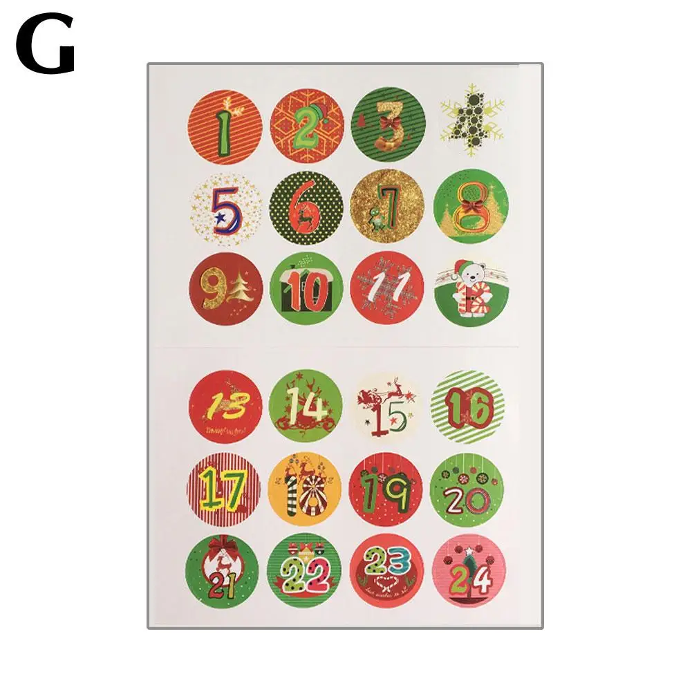 Merry Christmas Gift Stickers Advent Calendar Number Paper Tools Multi-function Labels Gift Decor Crafts Stickers Packaging R3d9