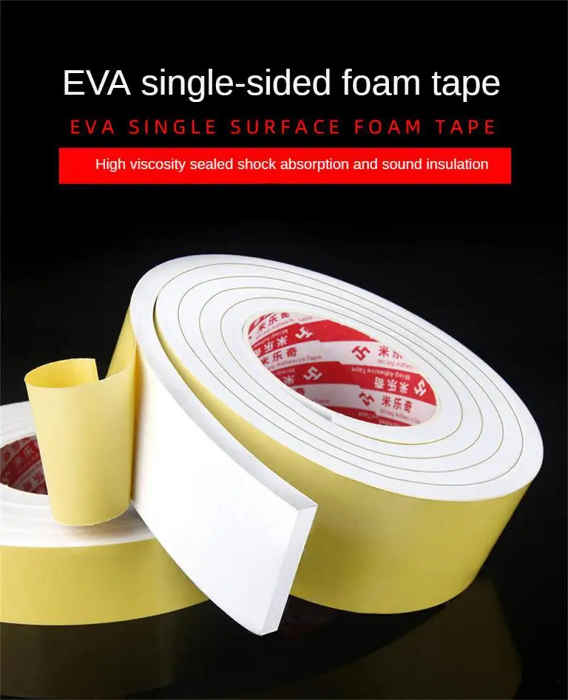 2M Foam Insulation Tape EVA Black/White Foam Sponge Rubber Strip Tape Strong Adhesive Window Door Seal Strip Weather Stripping