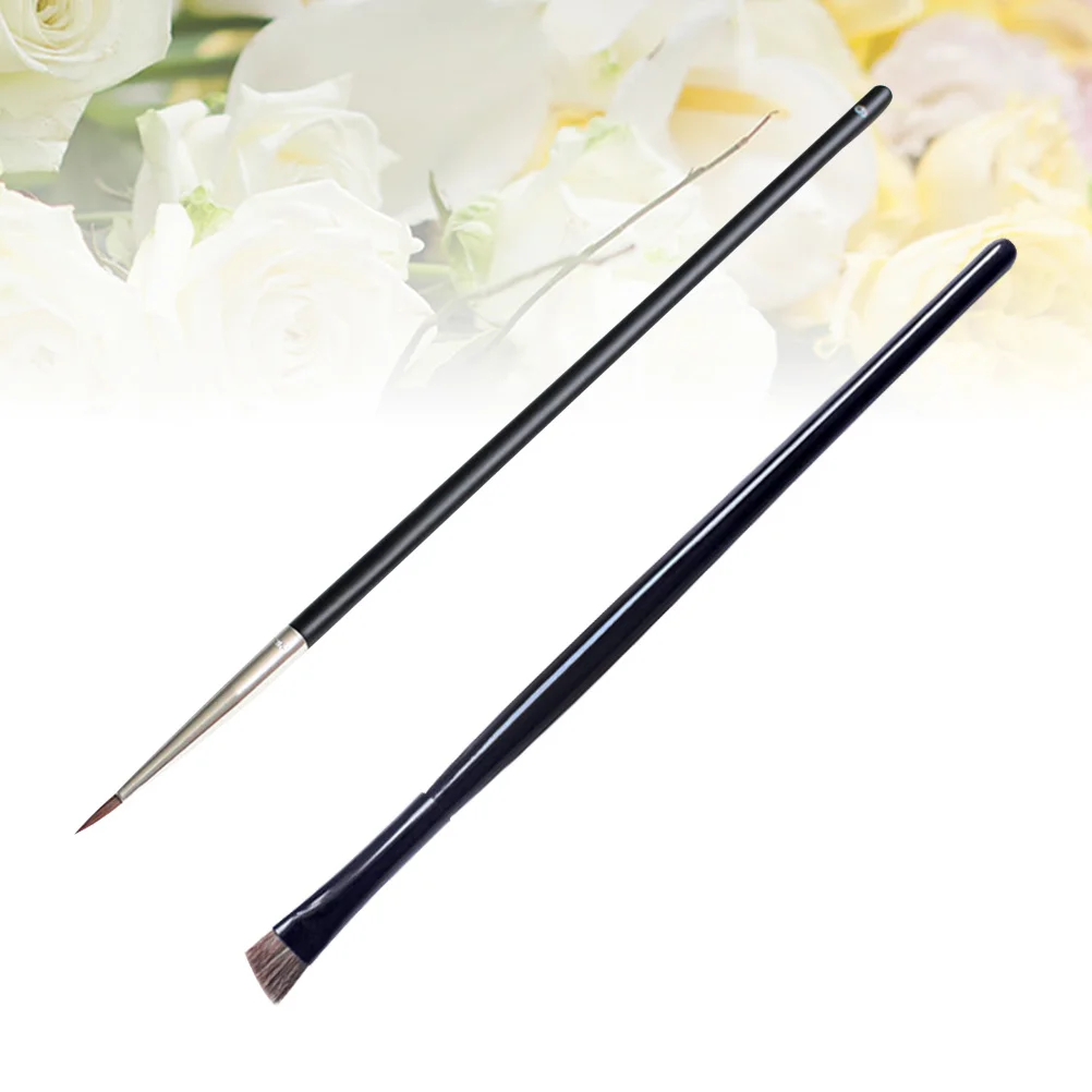 

2Pcs Eyeliner Brush Eyebrow Brush Set Long Wooden Handle Makeup Tool for Natural Eye Makeup Application Eyeliner