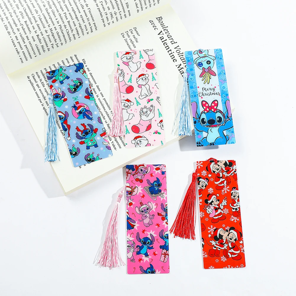 1Pcs Cute Stitch Tassel Bookmark Acrylic Disney Bookmarks For Fans Collection Reading Marker Family Friends Girls Birthday Gift