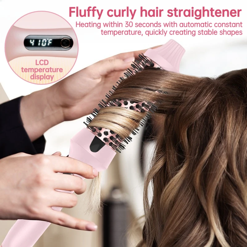 

38 мм электрическая расческа для прямых волос с горячим рулоном, многофункциональная портативная щипцы для завивки волос для путешествий, бытовая пушистая расческа для укладки вьющихся волос