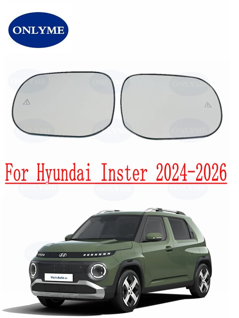 

Car Heated Convex Mirror Glass With Blind Spot Warning Light For Hyundai Inster 2024 2025 2026