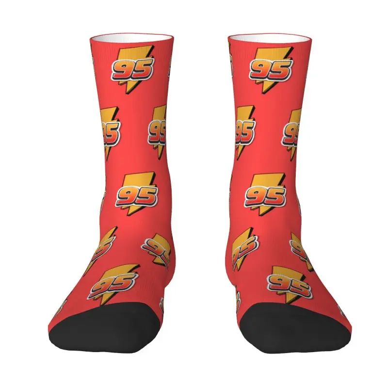 Cute Men's Cartoon Lighting McQueen Dress Socks Unisex Warm Breathbale 3D Printing Cars Crew Socks