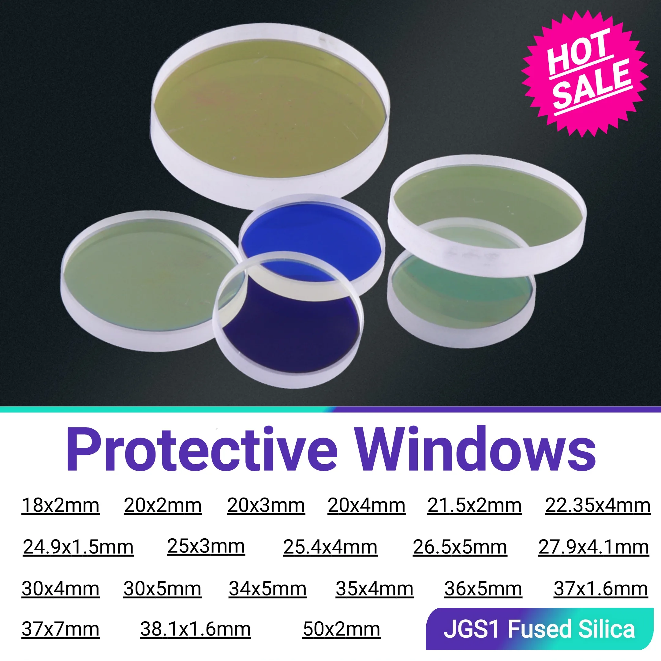 Fiber Laser Lense 18x2 20x2 37x7 27.9x4.1 Protective Windows for Raytools Precitec WSX Bodor Laser Cutting Welding Head  1064nm