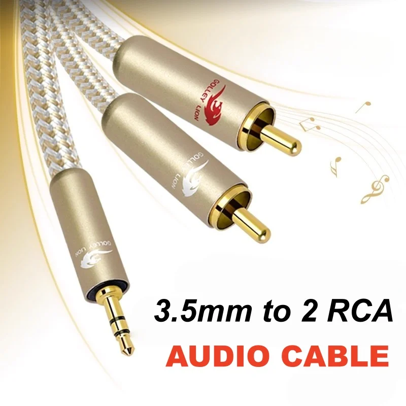 3.5mm to Dual RCA Audio Cable Male to Male Jack Adapter for Speakers HDTV Home Theater 2 RCA Y Splitter Shielded Cords