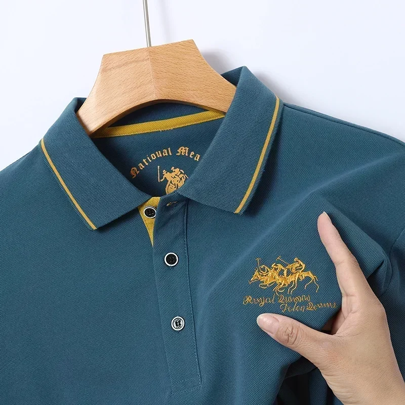 Spring and Autumn New Men\'s Style Classic Collar Embroidery Fashion Casual Long Sleeve T-shirt Polo Shirt
