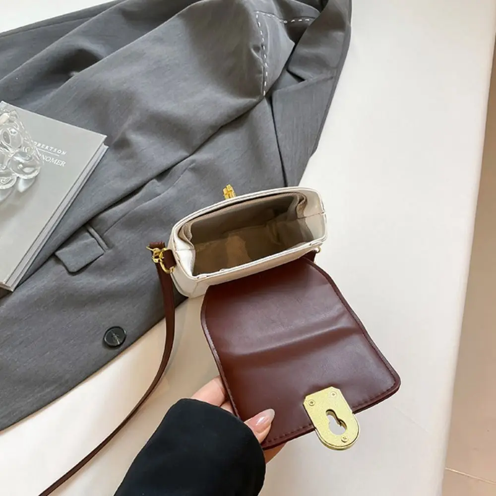 

PU Contrast Color Phone Bag Handbag Korean Style Simple Shoulder Bag Storage Bag Message Bag Ins Square Tote Bag Streetwear