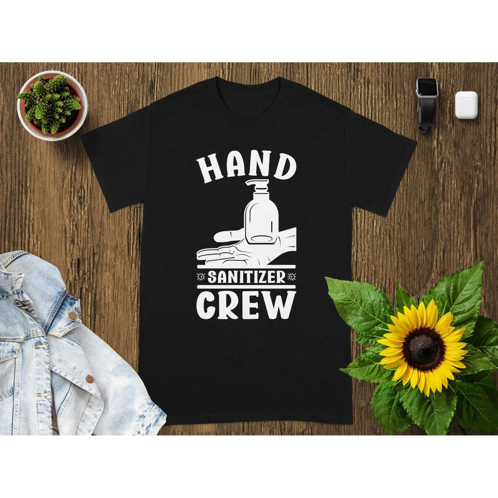 Hand Sanitizer Crew Lustiges Germaphobe-T-Shirt, Hygiene, lässig, sauber, seltsam, Vintage-Stil, gewaschen, weich, atmungsaktiv