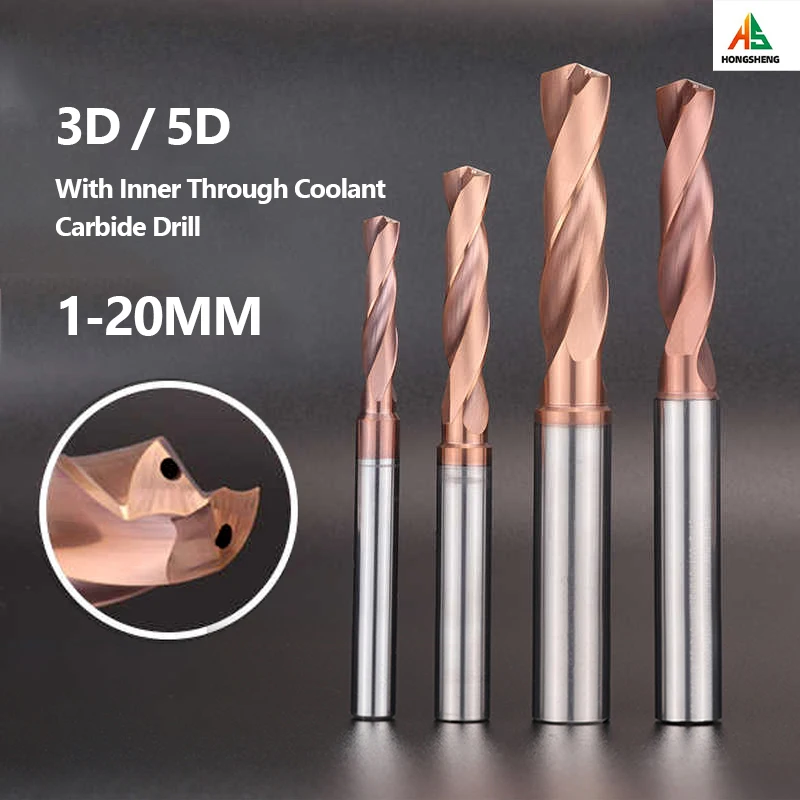 3D 5D Internal Cooling Bit 3 4 6 8 -16mm CNC High Hard Coating Tungsten Carbide Bit High Efficiency Wear-resistant Cooling Drill