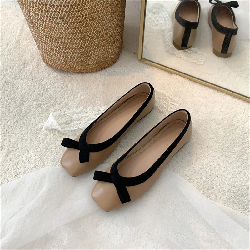 COOTELILI 2024 New Fashion Flats Shoes Women Flats Square Toe Non-slip Flats Casual Basic Flat Heel Size 35-40