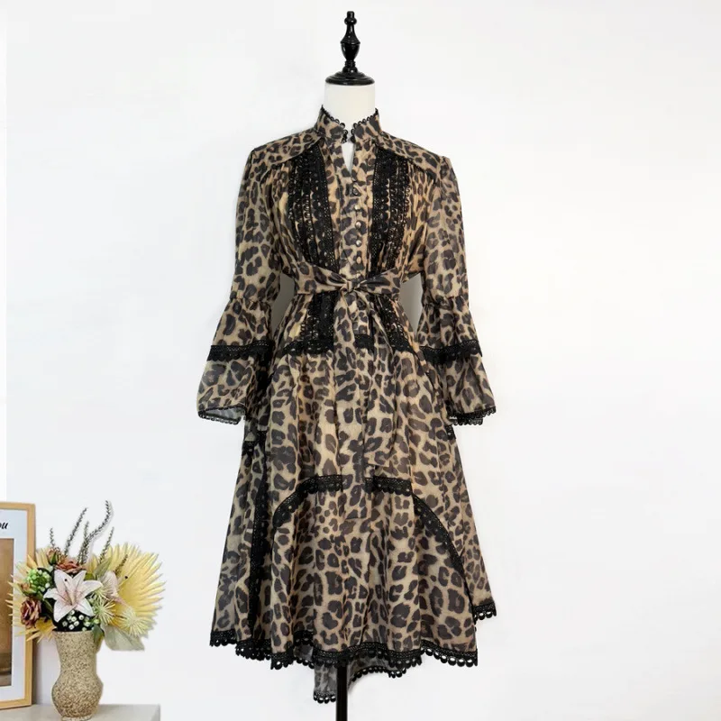 

Asymmetrical Lace Splicing Dr Heavy Embroidery Single Button Closure Spring Summer Women's Faion Dr