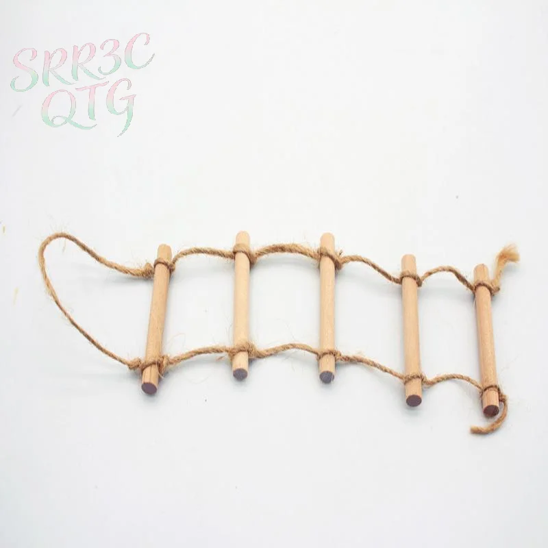 1Pcs Dollhouse Mini Wooden Hemp Rope Hanging Ladder Pet Gardening Miniature Scene Model Toys Doll House Accessories