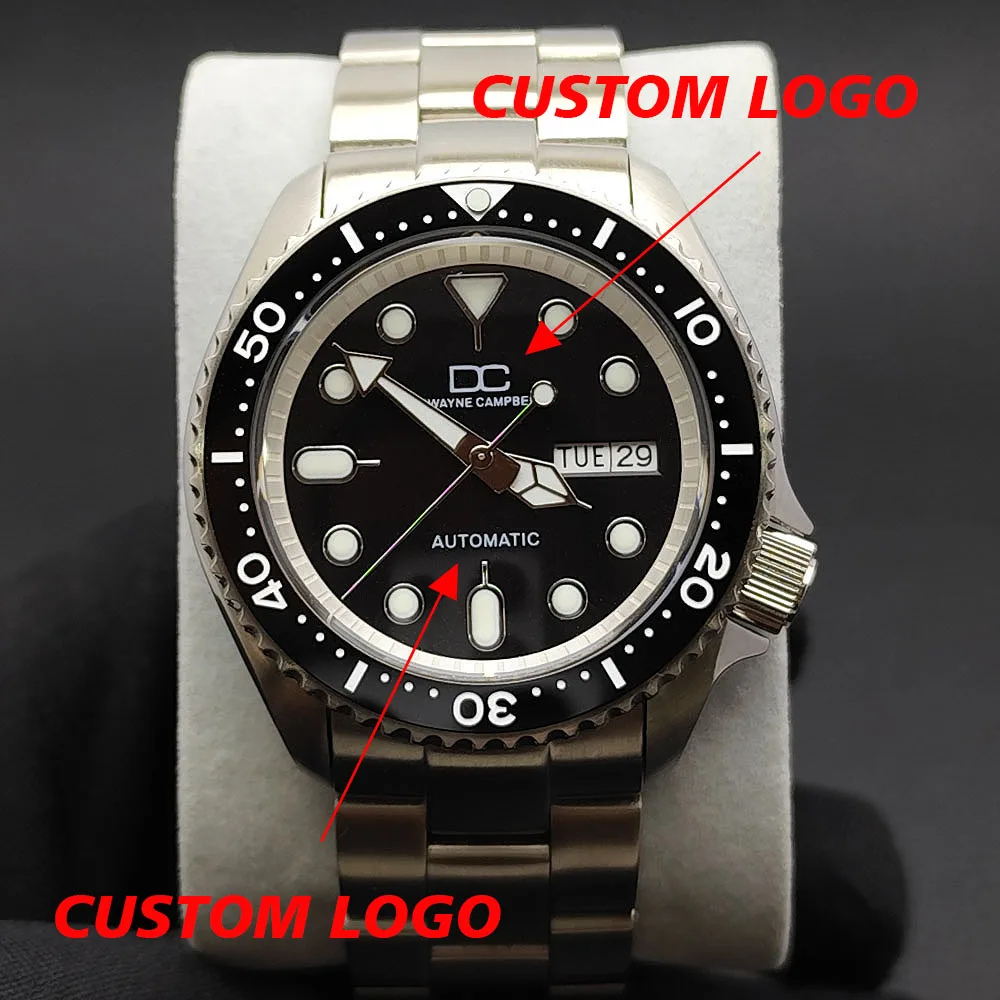 

High Quality SKX Mod NH35 Weekday Date Steel Mechanical Watch Men 120clicks Bezel Chapter Ring 3.8 Crown 20bar Waterproof Clock