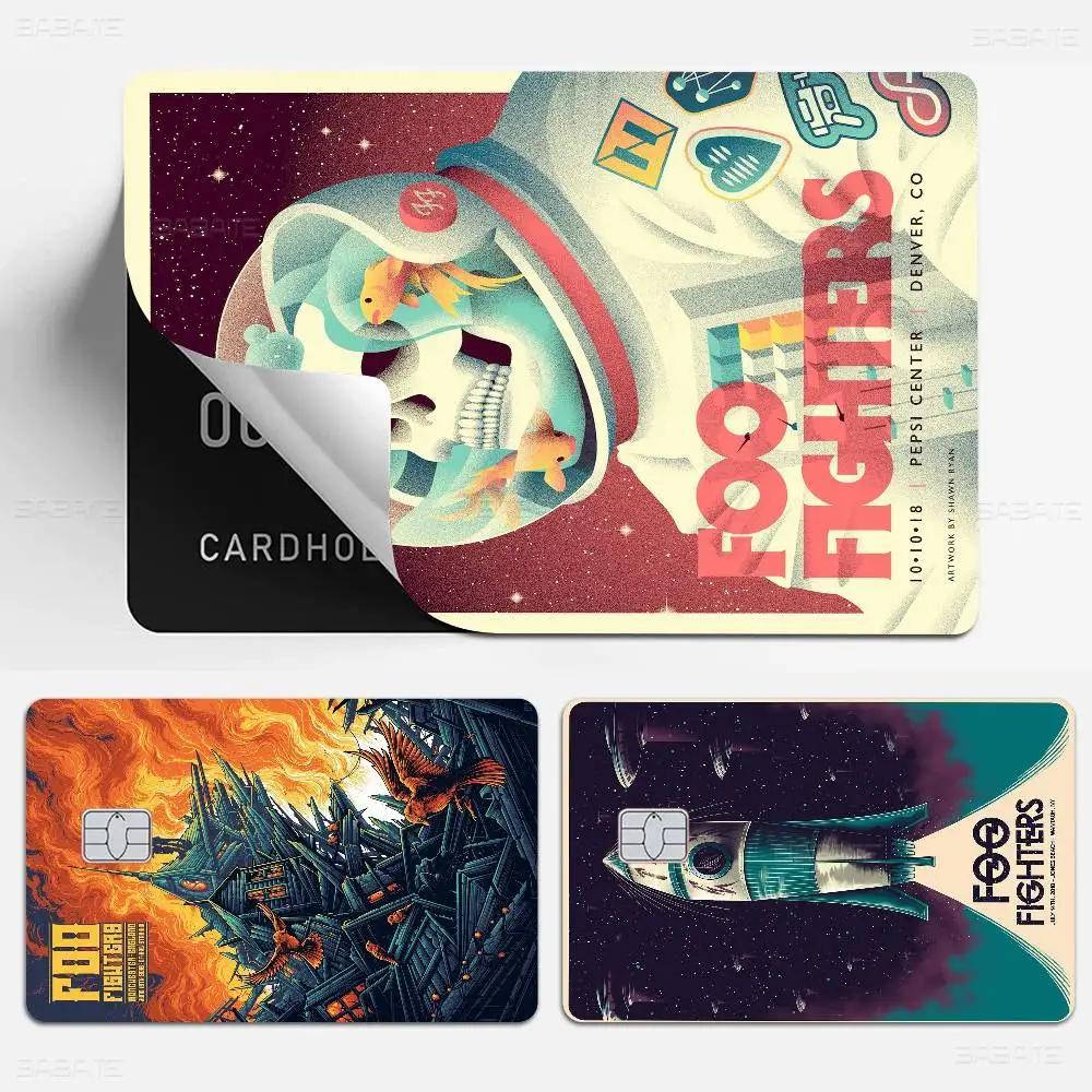 غطاء حماية من الجلد لفرقة Foo Fighters Band Game Anime للجانب الأمامي لبطاقة الائتمان الصغيرة الكبيرة بدون رقاقة