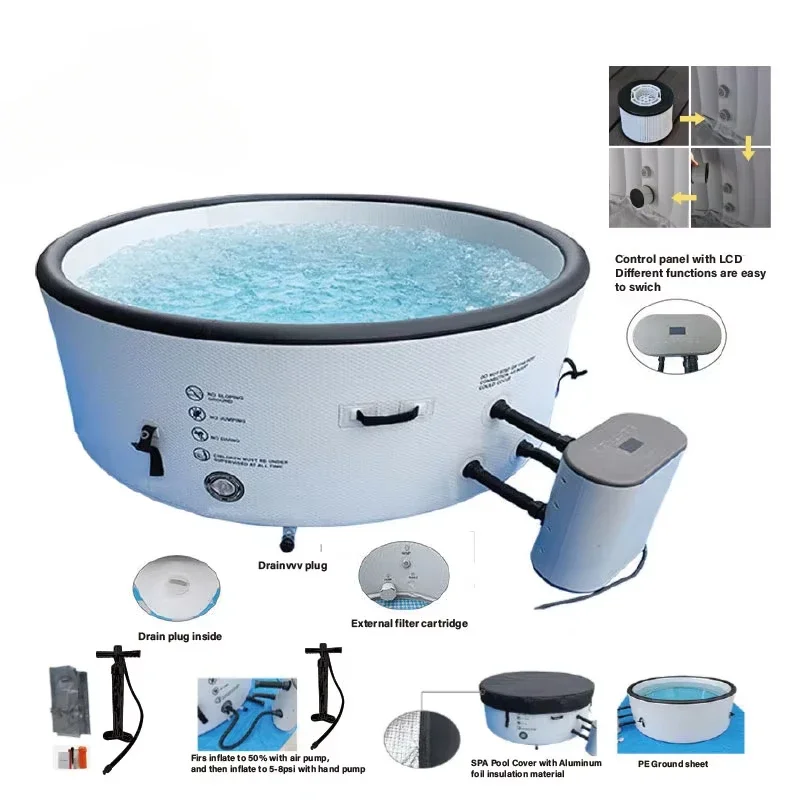 Wholesale Indoor Hot Tube jaccuzzis Portable Air Bubble Massage  Inflatable Hot Tub for 2 4 6 Person Outdoor Spa