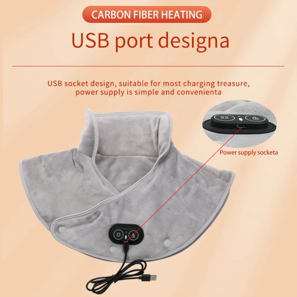 Electric Heating Shoulder Neck Pad Massager Three Gear Hot Compress Cervical Shawl Warmer USB for Shoulder Neck Back Relax Brace