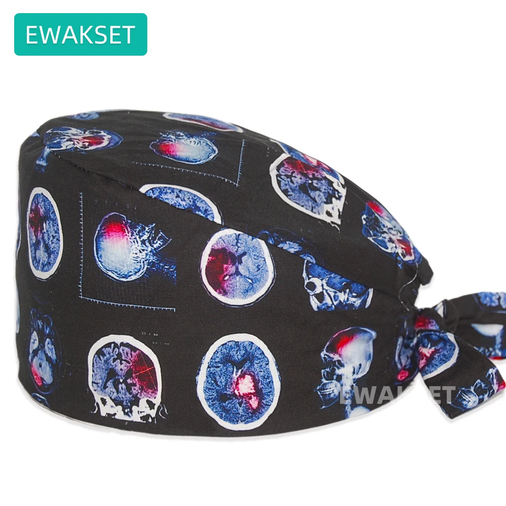 قبعات فرك طبية قابلة للتعديل للنساء والرجال قبعات جراحية لمستشفى الأسنان الطبيب السريري 100% قطن قبعات عمل للممرضات والطبيب