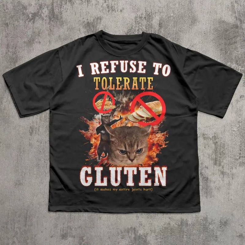 Men's Fun T-shirt Fury Cat Pattern T-shirt 