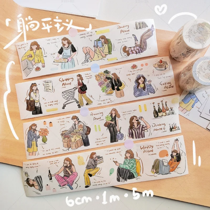 

Lie Flatism Illustration Washi Tape 7 - Original Design with PET Film