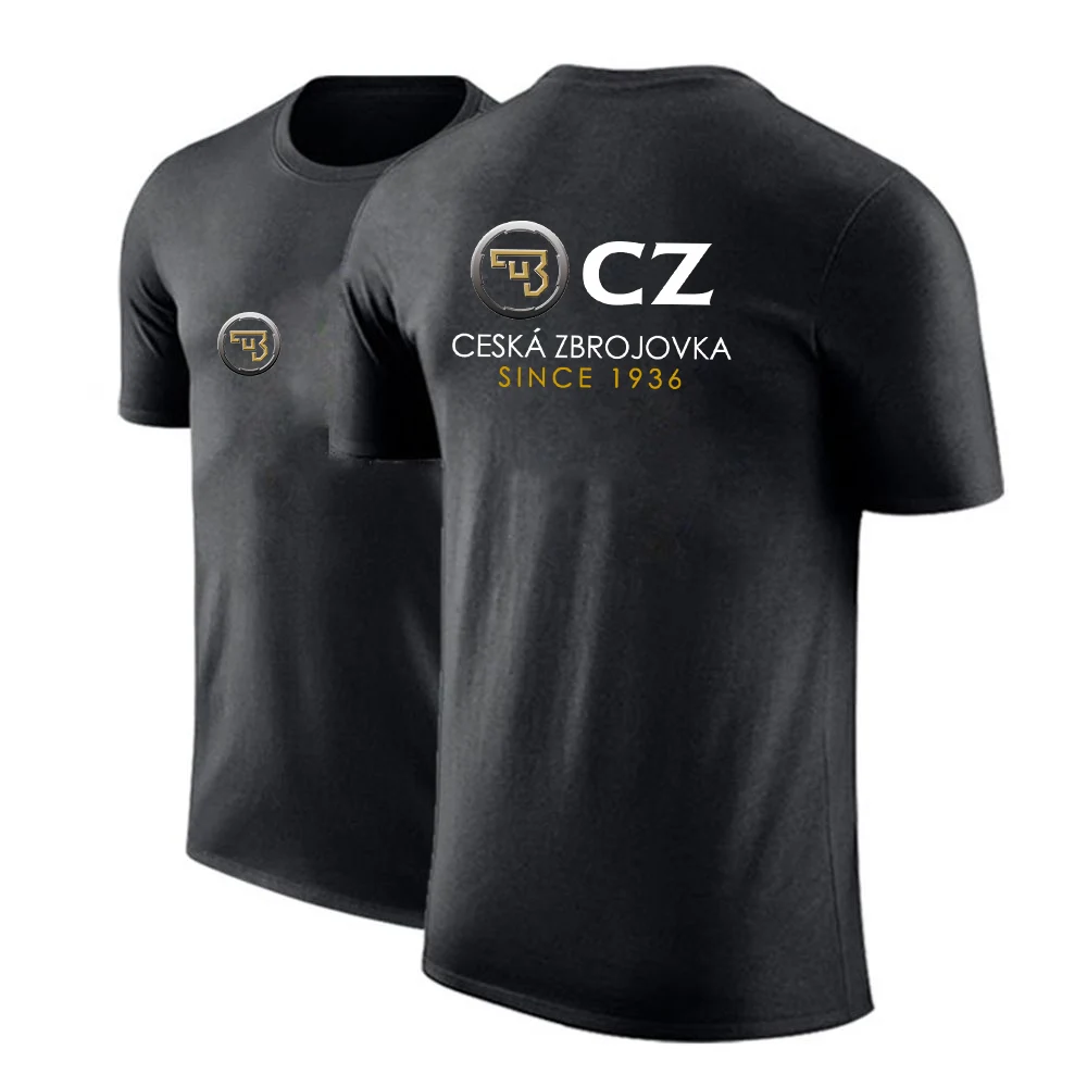 CZ Ceska Zbrojovka 2023 Men's New Summer Quick Dry Short Sleeve Sport T Shirts Fitness Shirt Running Breathable Sportswear Tops