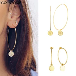 925 Sterling Silver Needle Luxury Hoop Earrings Big Smooth Round Hanging Earrings For Women Party Fashion Jewelry Accessories